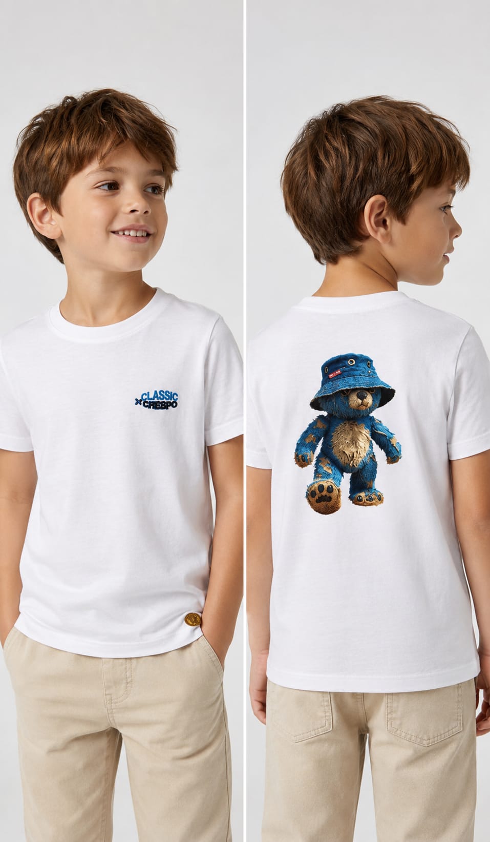 CAMISETA KIDS302-OSO AZUL307