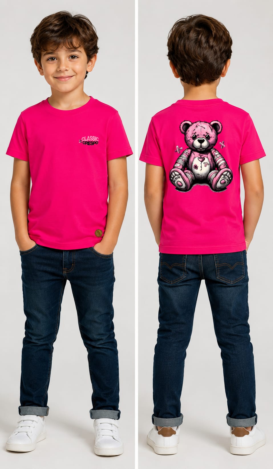 CAMISETA KIDS303-OSO ROSA307